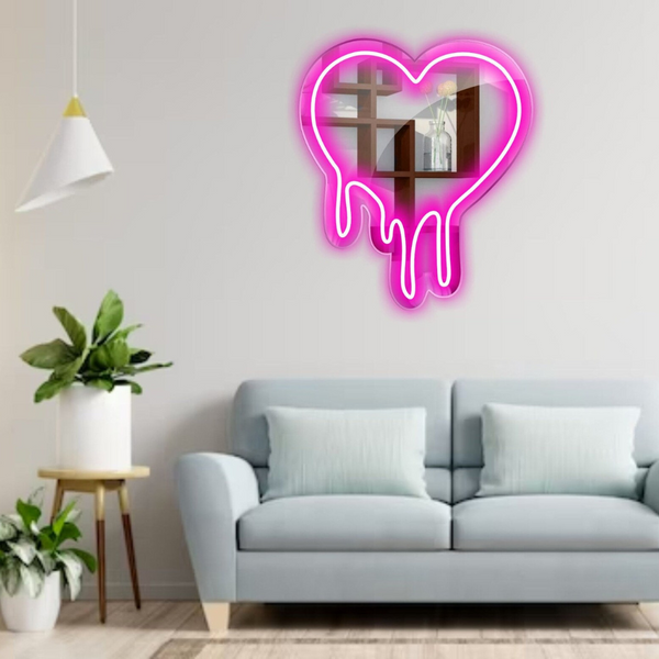 Melting Heart Neon Mirror