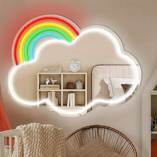 Rainbow & Cloud Neon Mirror